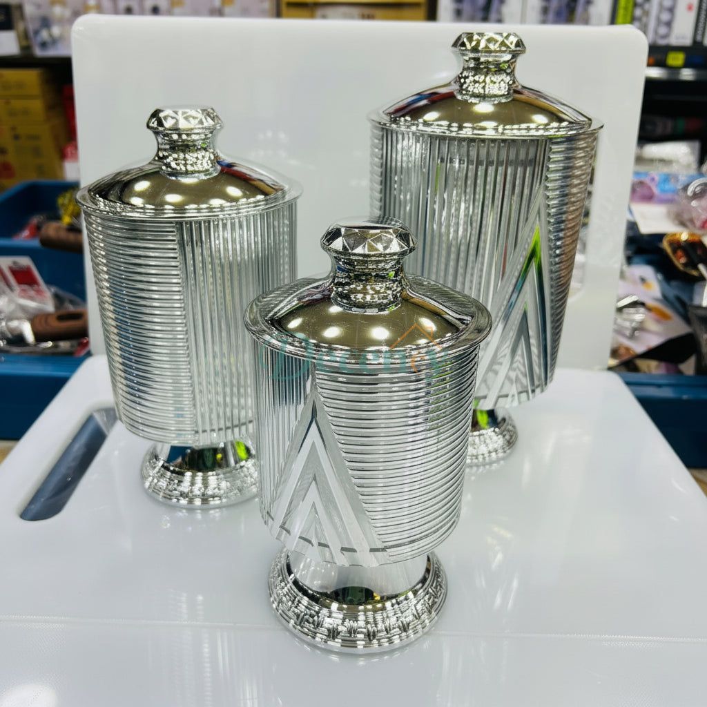 ich Gold Decorative Footed Candy Buffet Display Elegant Storage Jar Wedding Organizer Canisters Kitchen Airtight Containers Set