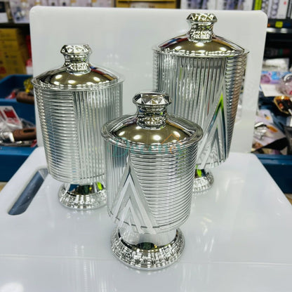 ich Gold Decorative Footed Candy Buffet Display Elegant Storage Jar Wedding Organizer Canisters Kitchen Airtight Containers Set