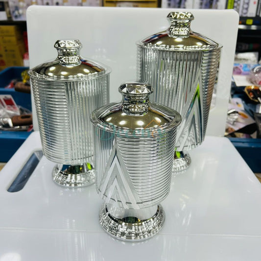 ich Gold Decorative Footed Candy Buffet Display Elegant Storage Jar Wedding Organizer Canisters Kitchen Airtight Containers Set