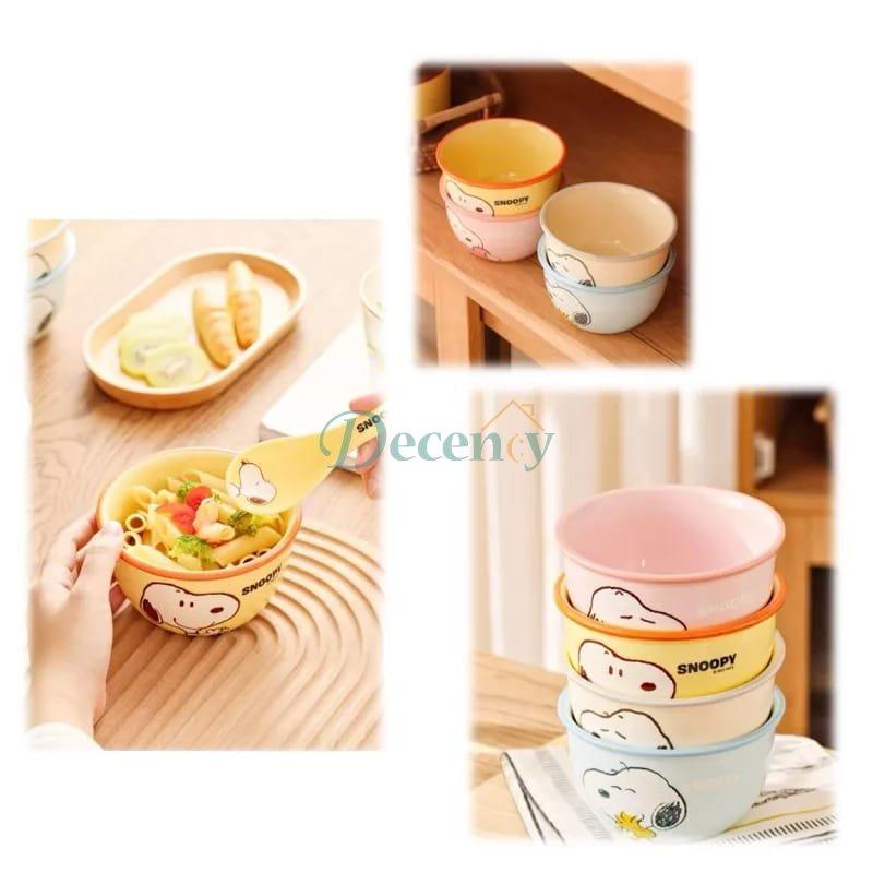 Snoopy Charm Ceramic Bowl Set – 4-Piece Gift Edition (Mixed Colors)