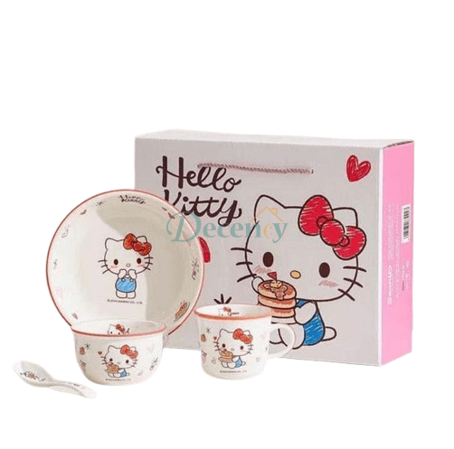 Hello Kitty Deluxe 4-Piece Ceramic Dining Set – Gift Edition