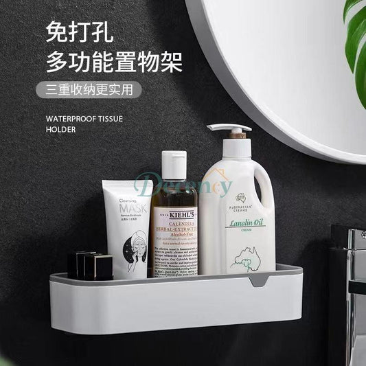 Waterproof Bathroom Shelf & Tissue Holder – Wall-Mounted Multi-Purpose Organizer