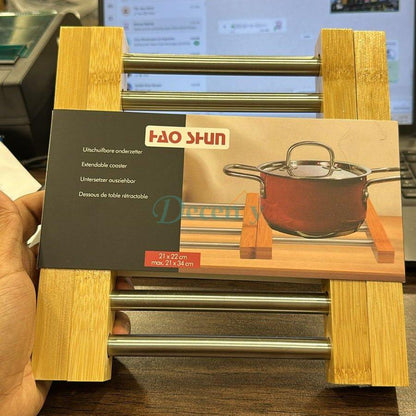 Bamboo and Stainless Steel - Extendable Trivet
