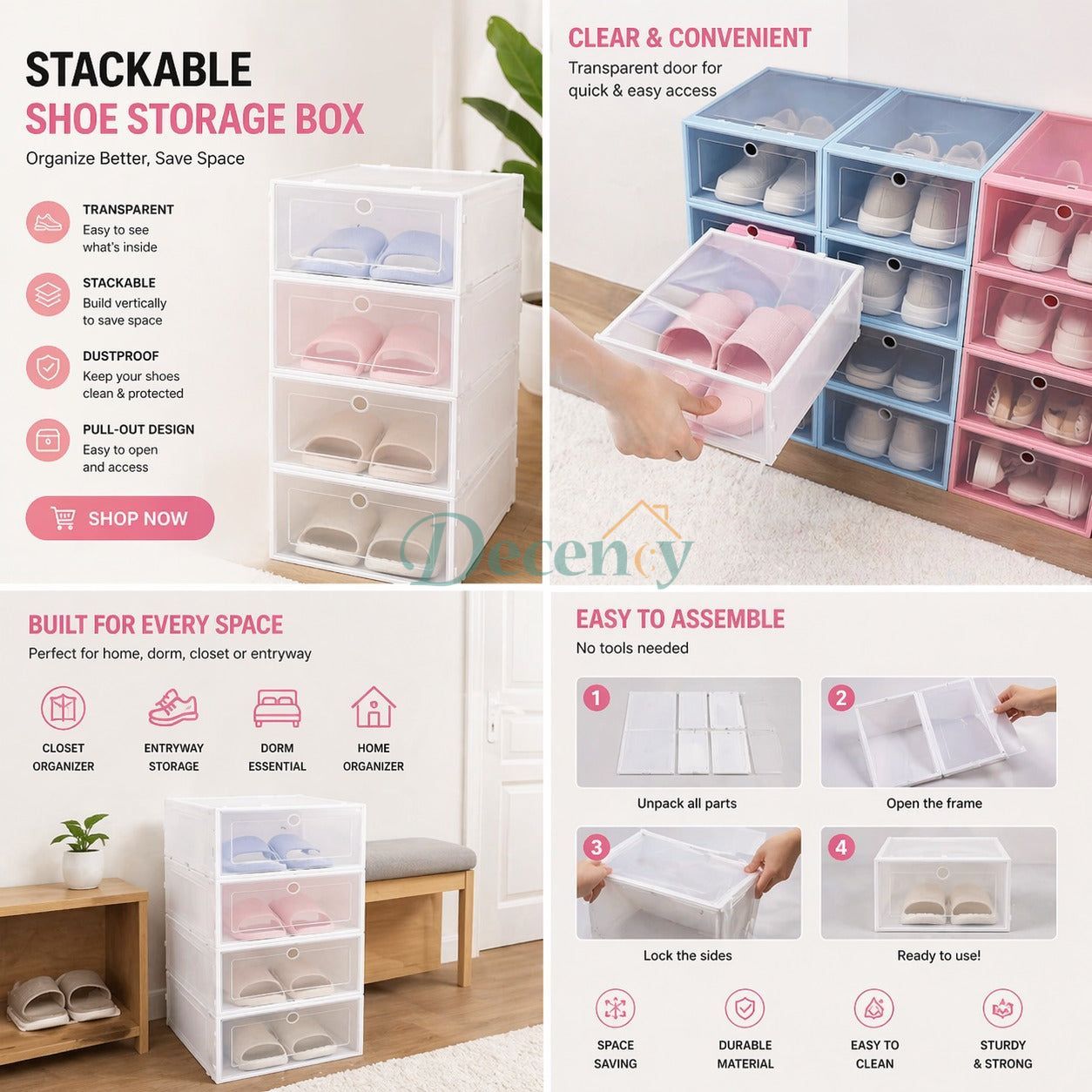 Stackable Shoe Storage Organizer (1 Box)