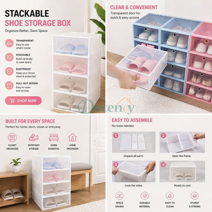 Stackable Shoe Storage Organizer (1 Box)