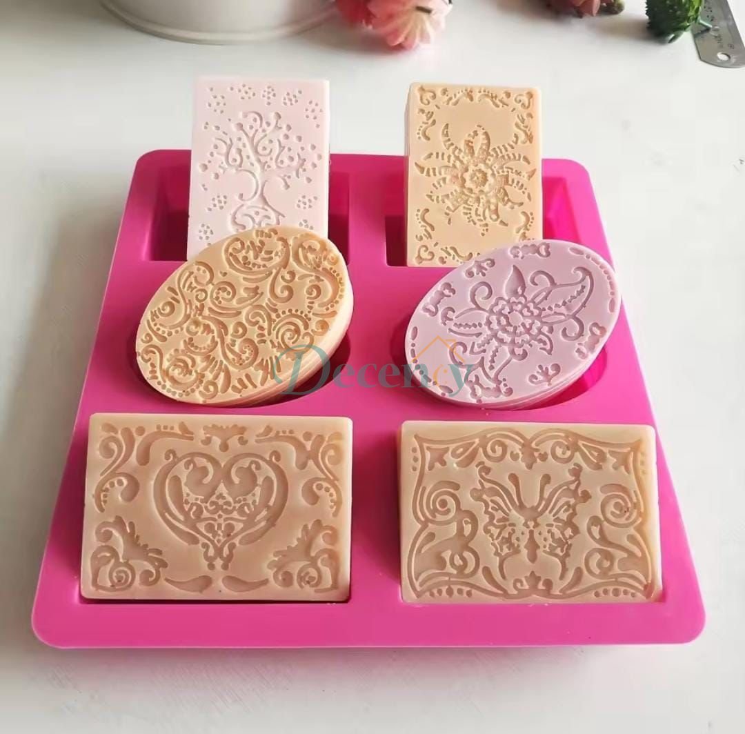 Silicone Soap Mold for Soap Making 3D 6 Forms Oval Soap Mould