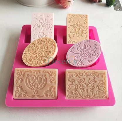 Silicone Soap Mold for Soap Making 3D 6 Forms Oval Soap Mould