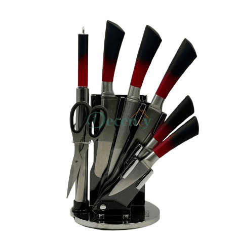 Premium 8-Piece Stainless Steel Kitchen Knife Set with Acrylic Stand (BASS-03)