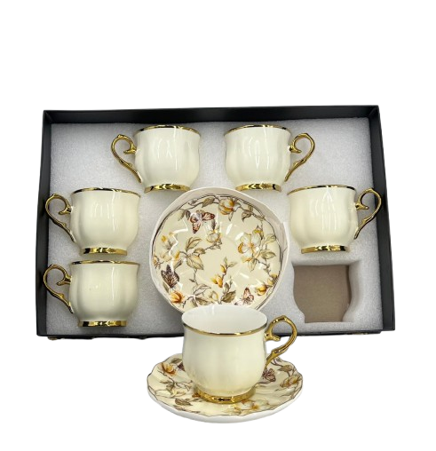 Luxury 6 Pcs Ceramic Cup & Saucer Tea Set – ( C-06 )