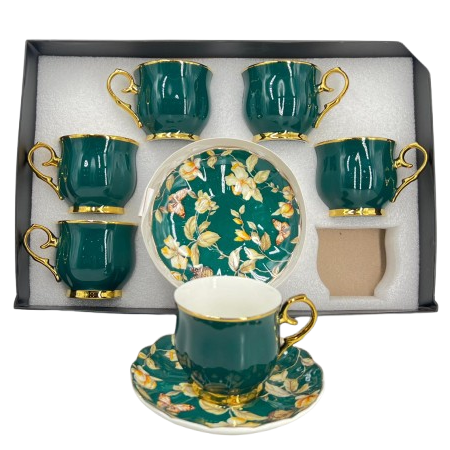 Luxury 6 Pcs Ceramic Cup & Saucer Tea Set – ( C-08 )