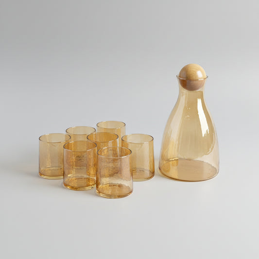 Amber Essence Carafe & Glass Set – 7Pc