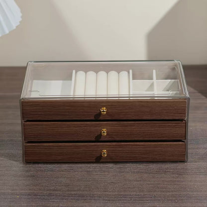 3 Layer Vintage Wooden Jewelry Organizer Box