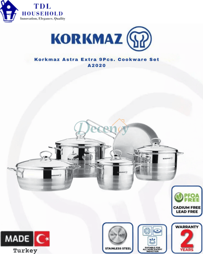 KORKMAZ ASTRA EXTRA Cookware Set 9 Pcs