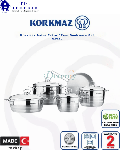 KORKMAZ ASTRA EXTRA Cookware Set 9 Pcs