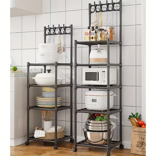 Adjustable Metal Storage Shelf with Wheels