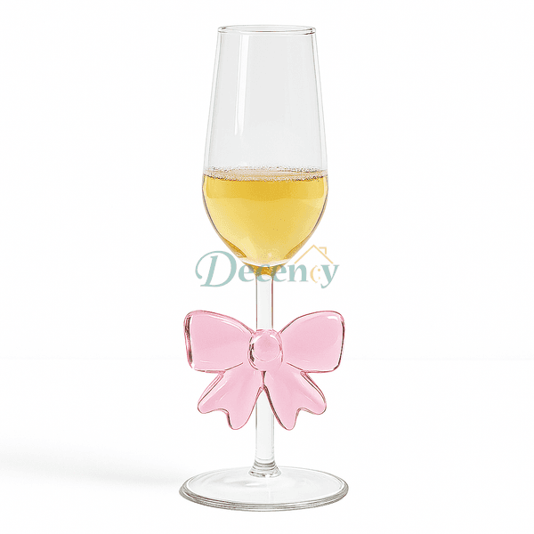 Luxury Pink Bow Champagne Flute Glass – Elegant Crystal Style