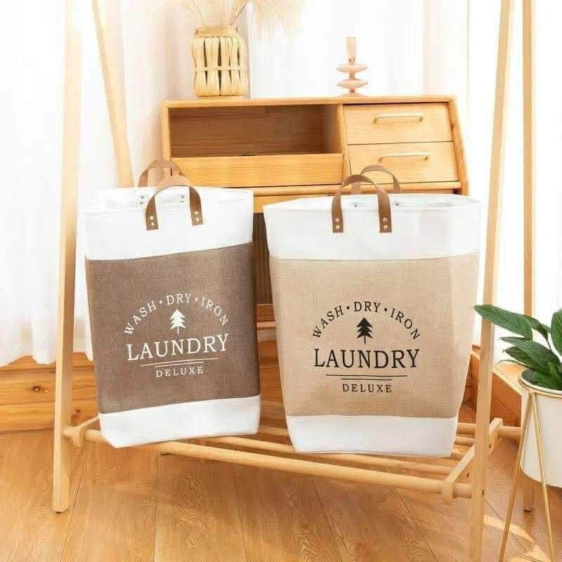 Premium Canvas Laundry Basket Set – Foldable Clothes Storage Bin