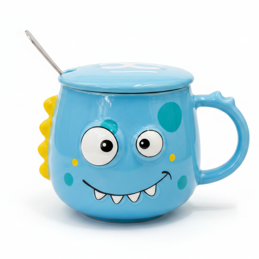Monster Mug with Lid & Spoon – Ceramic Jumbo Coffee Mug