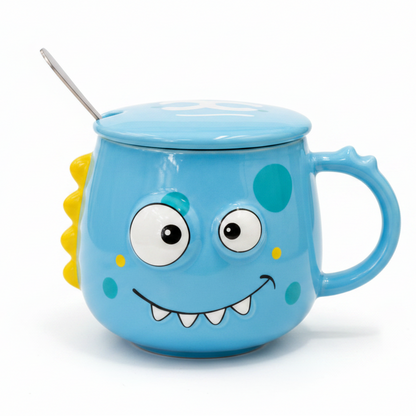 Monster Mug with Lid & Spoon – Ceramic Jumbo Coffee Mug