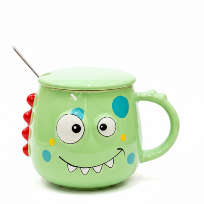 Monster Mug with Lid & Spoon – Ceramic Jumbo Coffee Mug