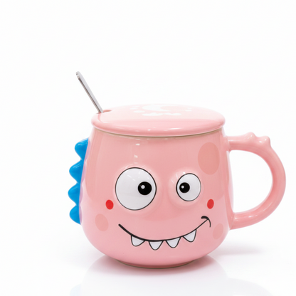 Monster Mug with Lid & Spoon – Ceramic Jumbo Coffee Mug