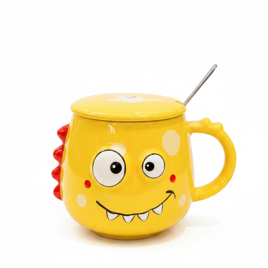 Monster Mug with Lid & Spoon – Ceramic Jumbo Coffee Mug