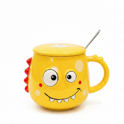 Monster Mug with Lid & Spoon – Ceramic Jumbo Coffee Mug