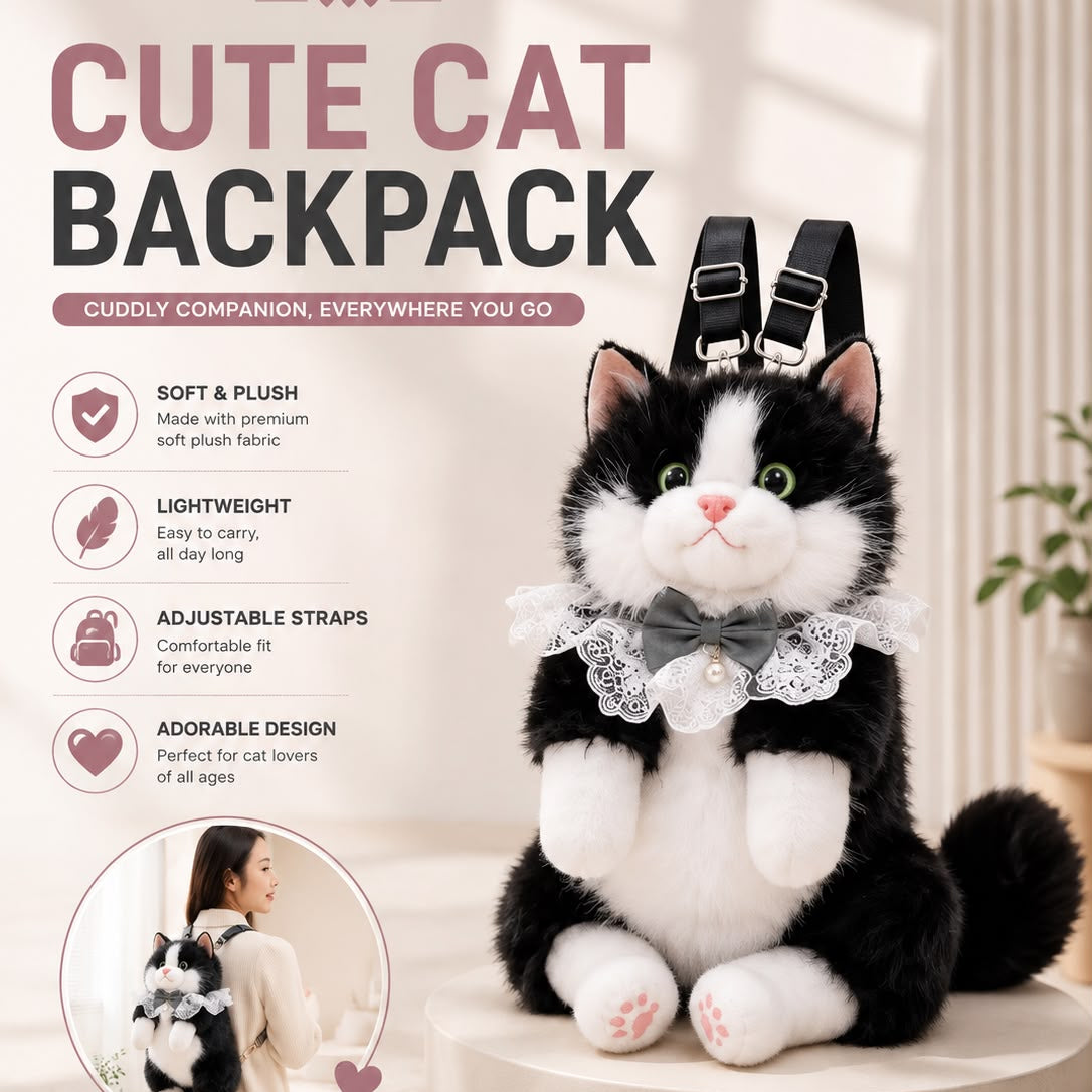 Front view of super realistic cat travel storage bag showing detailed design