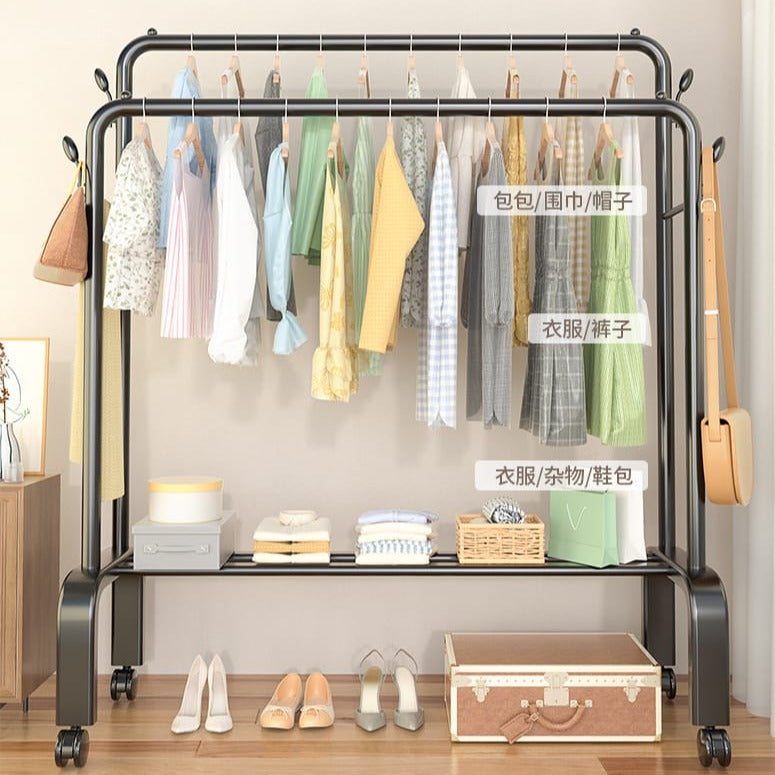 Floor-Standing Cloth Rack With Wheels