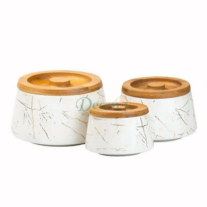 Ceramic Containers with Bamboo Lid 3 Pcs jars