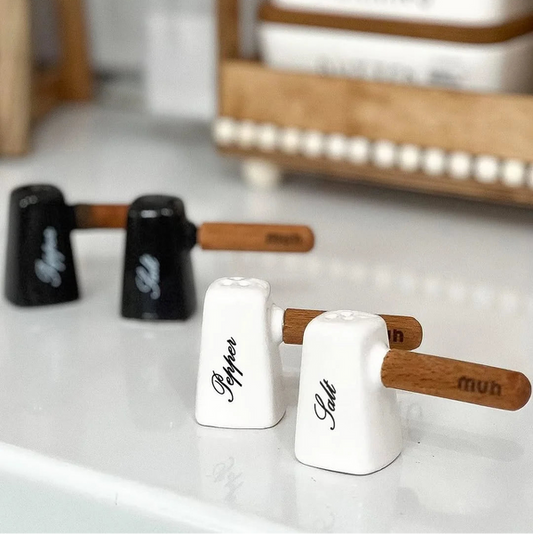 Salt Shaker Set With Wooden Handle & Bamboo Base