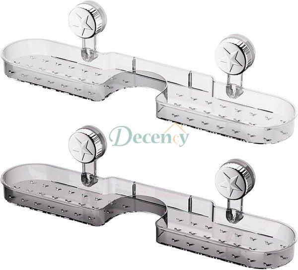 Clear acrylic suction bathroom shelf with modern floating design mounted on wall