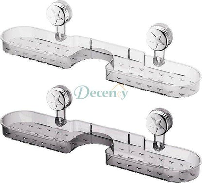 Clear acrylic suction bathroom shelf with modern floating design mounted on wall