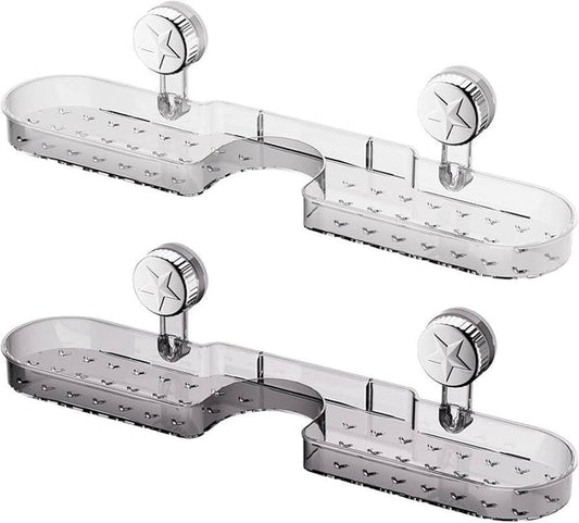 Clear acrylic suction bathroom shelf with modern floating design mounted on wall