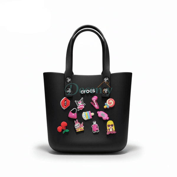 Black Crocs Style Vintage Tote Bag for Women with Shoulder Strap - Cash on Delivery Pakistan