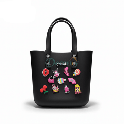 Black Crocs Style Vintage Tote Bag for Women with Shoulder Strap - Cash on Delivery Pakistan
