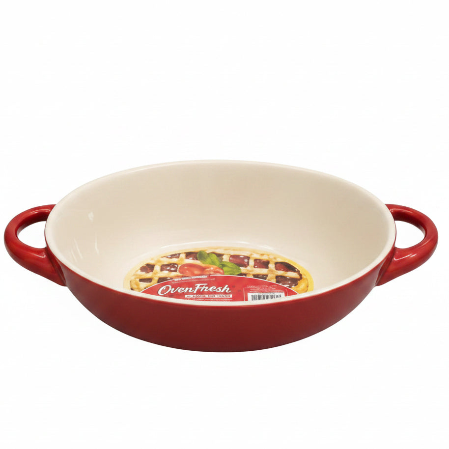 Front view of Danny Home 9-inch ceramic bakeware dish on kitchen counter