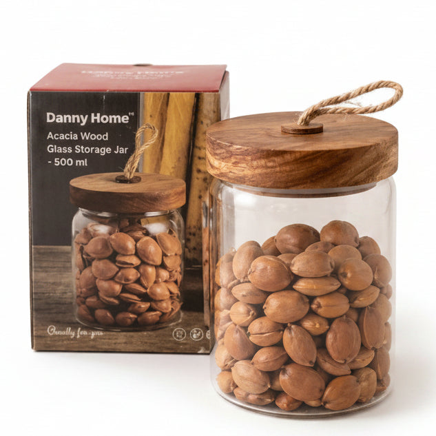 Danny Home 3-piece white ceramic tea coffee sugar canister set on a wooden stand