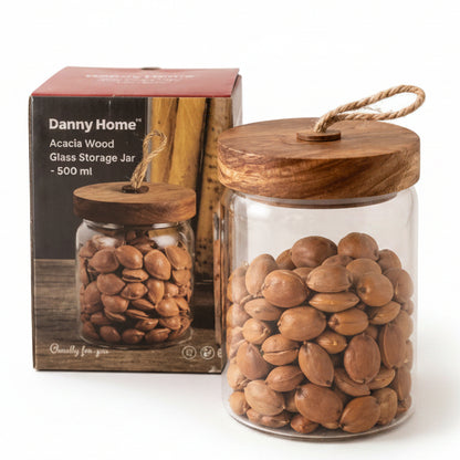 Danny Home 3-piece white ceramic tea coffee sugar canister set on a wooden stand