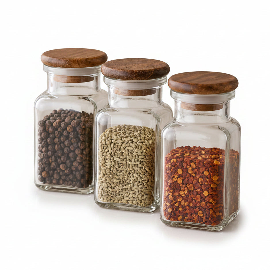 Danny Home 3-piece white ceramic tea, coffee, and sugar jar set on a wooden stand