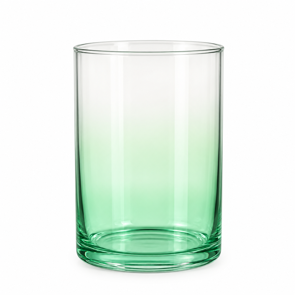 Danny Home clear glass tumbler with light green gradient base on marble table