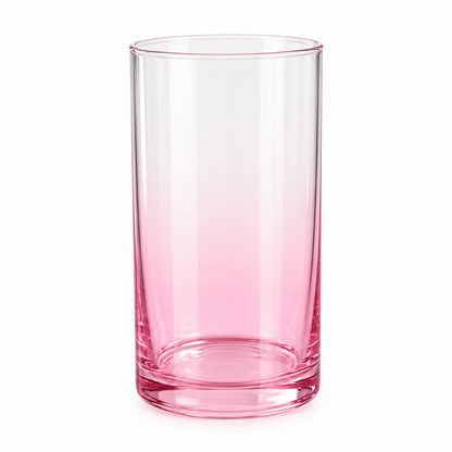 Danny Home 390ml pink tinted glass tumbler placed on marble dining table