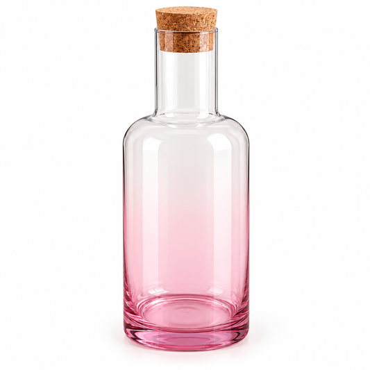 Danny Home 1520ml pink gradient clear glass water bottle with cork stopper
