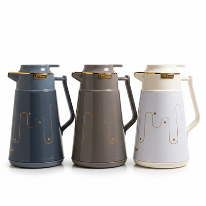 Day Days 1 litre vacuum flask set with glass refill on a marble kitchen counter