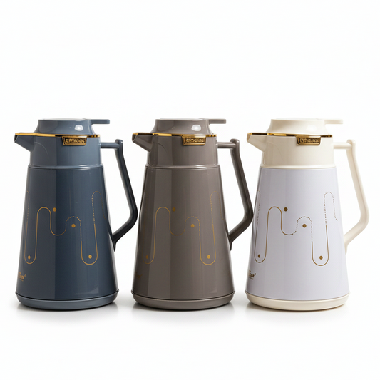 Day Days 1 litre vacuum flask set with glass refill on a marble kitchen counter