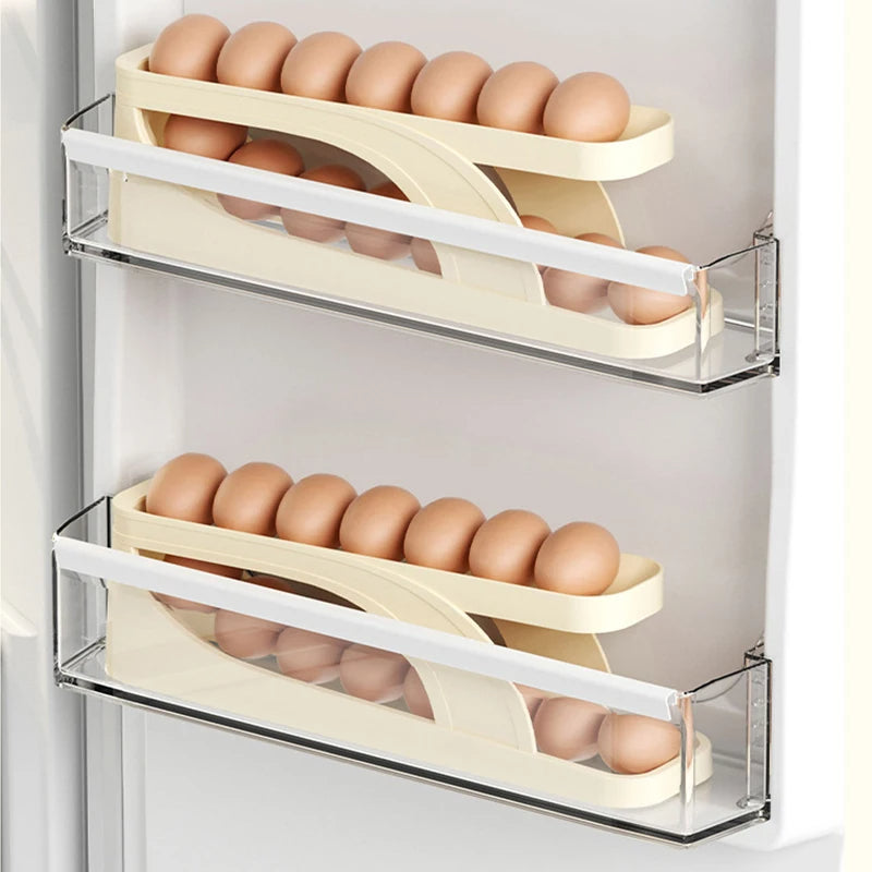 Automatic Rolling Egg Holder Rack Storage Box