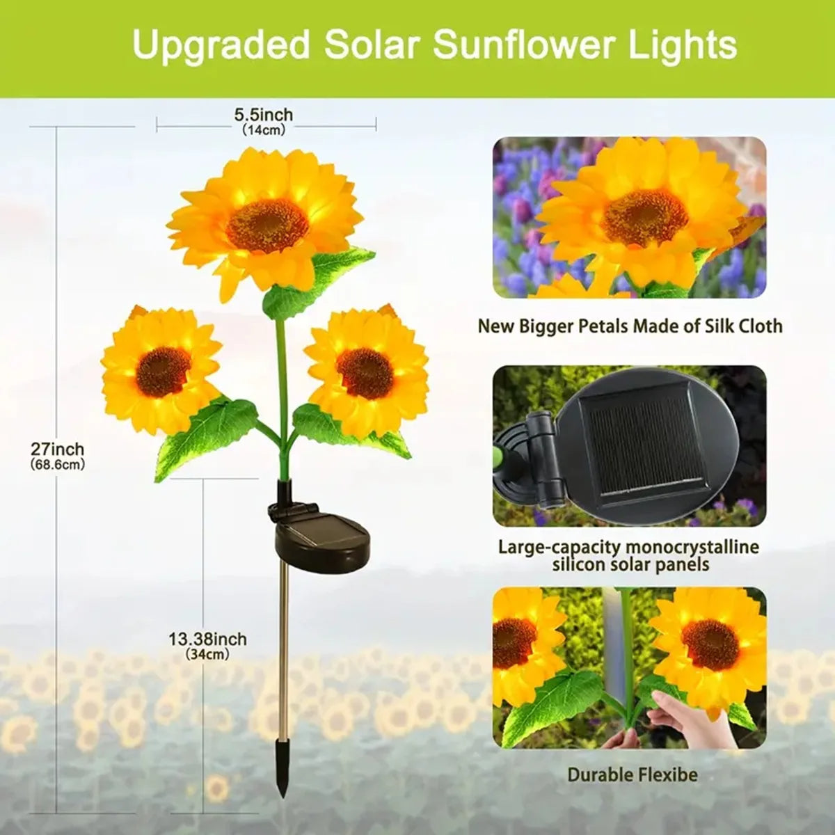 Led Solar Sunflower Lights - Single Head