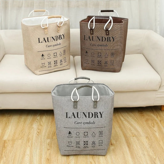 Waterproof Large Laundry Basket Leather Handle
