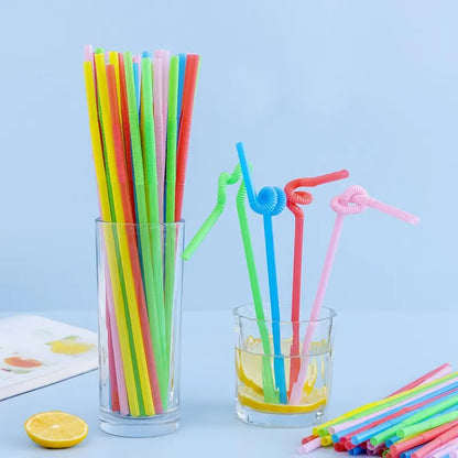 100 Pcs Disposable Folding Straw Flexible Plastic Straws