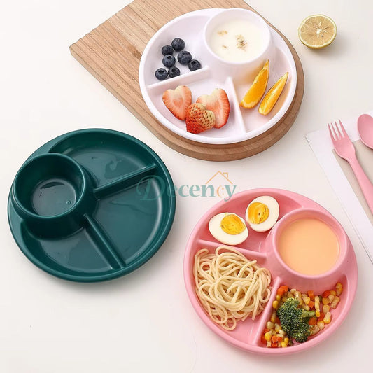 4 Compartment Round Plastic Dinner Plate